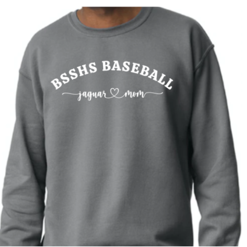 BSSHS Baseball Jaguar Mom Charcoal Crewneck Sweatshirt Main Image